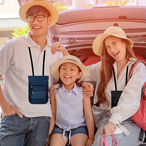 sundee Travel Neck Wallet with Double Zippers, RFID Blocking Passport Holder with Adjustable Neck Strap for Men and Women to Keep Cash, Credit Cards and Travel Documents Safe - Navy Blue - color: Navy Blue