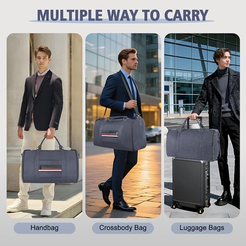 Geestock Garment Bags for Travel, Convertible Suit Travel Bag for Men & Women, Carry On Garment Bag with Shoe Pouch & Shoulder Strap, 2 in 1 Foldable Oxford Duffel Bags, Blue - color: Blue