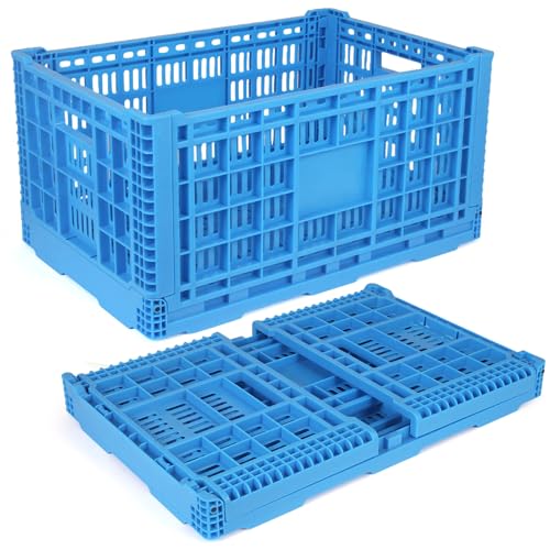Collapsible Milk Crate, 72L Heavy Duty Plastic Storage Crate Stackable, Collapsible Crates for Storage, Space Saving for Home & Camping - Extra Large Holds 130 lbs, Blue - color: 72L Blue