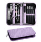 Manicure Pedicure Set, Nail Clipper Set 10-Piece Set Professional Manicure Kit Stainless Steel Nail Kit with Portable Leather Travel Case Gift for Men Boyfriend Parent (purple) - color: Purple