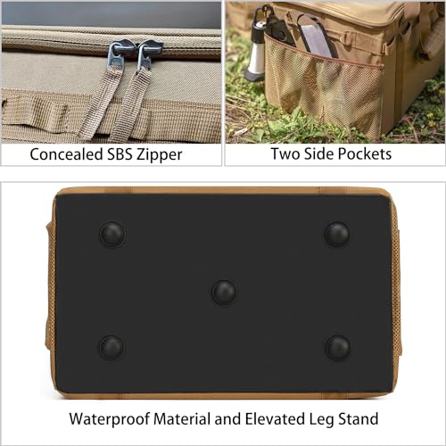 Tactical Camping Storage Bag - 46L Utility Tote Bag Trunk Organizer (Coyote Brown) - color: Coyote Brown