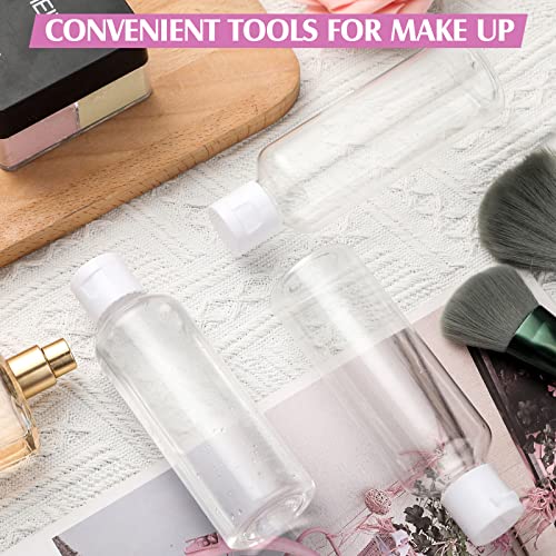 50 Pcs 3.4 oz Travel Bottles for Toiletries TSA Approved Leakproof Plastic Empty 100 ml Travel Size Bottles Bulk Refillable Squeeze Clear Container for Cosmetic Shampoo Liquids(Clear, White)