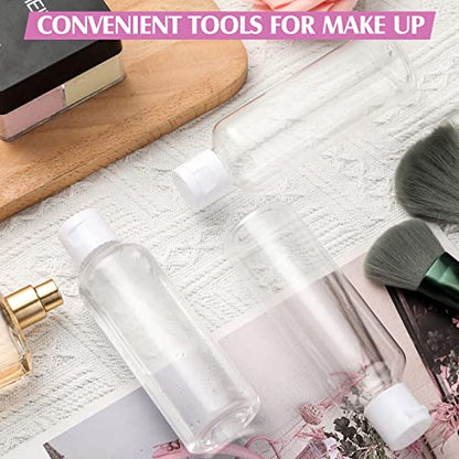 50 Pcs 3.4 oz Travel Bottles for Toiletries TSA Approved Leakproof Plastic Empty 100 ml Travel Size Bottles Bulk Refillable Squeeze Clear Container for Cosmetic Shampoo Liquids(Clear, White)