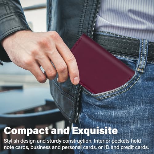 Business Credit Card Holders, Magnetic Sealing Anti Drop, PU Leather Debit Card Protector Organizer Case (Maroon Red) - color: Maroon Red