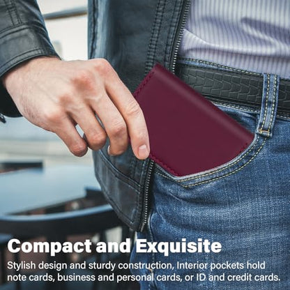 Business Credit Card Holders, Magnetic Sealing Anti Drop, PU Leather Debit Card Protector Organizer Case (Maroon Red) - color: Maroon Red
