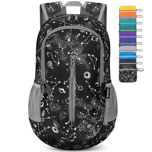 ZOMAKE Ultra Lightweight Packable Backpack 25L - Foldable Hiking Backpacks Water Resistant Small Folding Daypack for Travel(Starry sky print) - color: Starry Sky Print