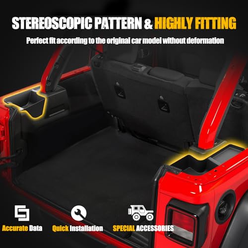 MIKKUPPA Wheel Well Storage Bin, Cargo Tray Rear Trunk Organizer Compatible with 2018-2023 Jeep Wrangler JL JLU Interior Storage Accessories, Left & Right Side, Black