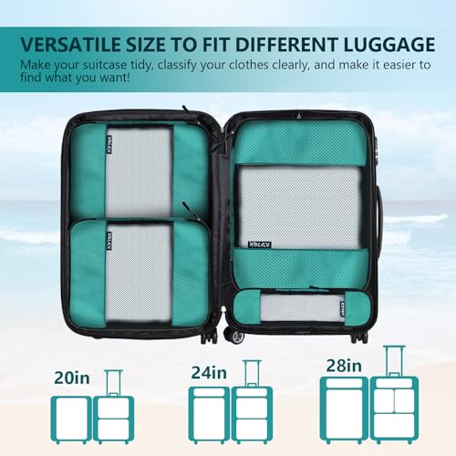 Compression Packing Cubes for Suitcases,5 Set Travel Essentials, Lightweight Luggage Organizer Bags, Travel Cubes for Carry on - color: Green