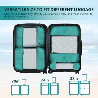 Compression Packing Cubes for Suitcases,5 Set Travel Essentials, Lightweight Luggage Organizer Bags, Travel Cubes for Carry on - color: Green