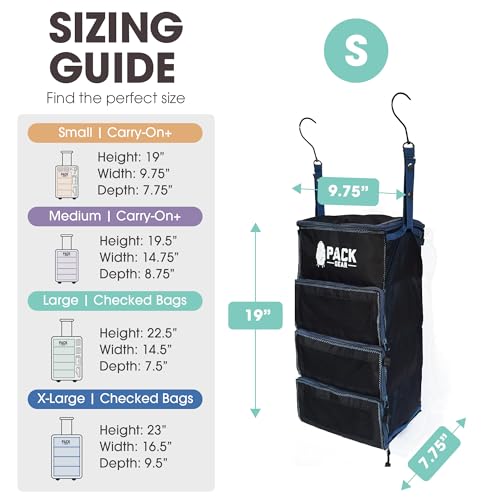 Pack Gear Hanging Carry-On Organizer - Our Standard Hanging Luggage Organizer Fits Any Carry On - Our Packing Cubes For Travel Use Mesh Windows to Make Finding Clothes Easy (Black, S) - color: Black, size: Small (Carry-On)
