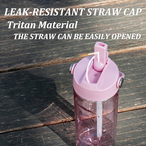 GOPPUS 20oz Clear Water Bottle with Flip Straw, Lightweight, Leakproof, Easy Carry and BPA-Free, Tritan Water Bottlefor Sport, Travel, Outside (Pink) - color: Pink, size: 20 Ounces