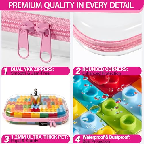 YQBRAO 4-Pack Clear Diaper Bag Organizer Pouches, 1.2mm Ultra-Thick PET Travel Pouches for Toiletries & Makeup, Rigid Self-Standing Bags with YKK Zippers, TSA Approved (Pink) - color: Pink, size: 4 Pack(M)