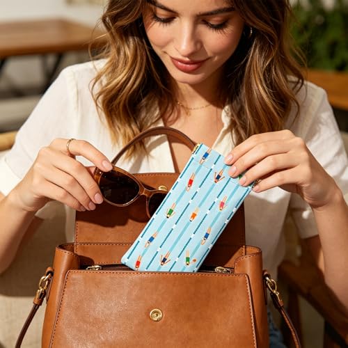 GLOBLELAND 2 Pcs Summer Soft PU Leather Glasses Bag for Sunglasses Watches Phones Makeup Brushes - color: Swimming Pool