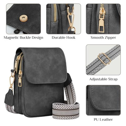 Fashion Small Crossbody Bags for Women Trendy Designer Cell Phone Purses Wallets with Card Holder Anti Theft Travel - color: Darkgrey