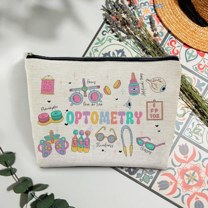 Optometry Gifts, Doctor Nurse Makeup Bag for Purse, Ophthalmology Gifts Cosmetic Bag Travel Toiletry Bag for Women, Eye Optometrist Gifts Zipper Makeup Pouch - color: profession makeup bag-optometry