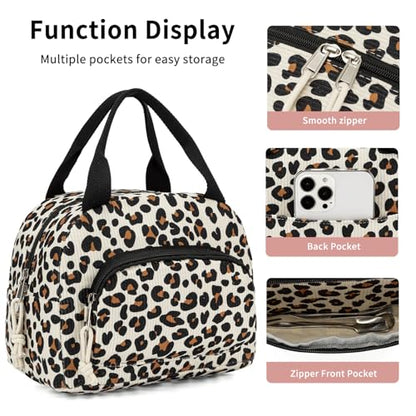 Lunch Bag Women Lunch Box for Women Adult Cute Insulated Lunch Bag Small Cooler Lunch Tote Bags for Work Picnic School (Leopard) - color: Leopard