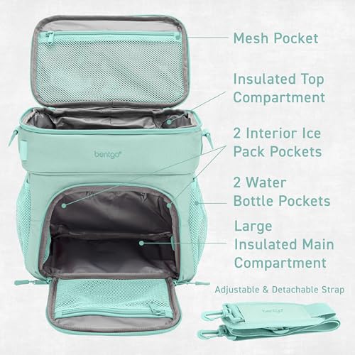 Bentgo Prep Deluxe Insulated Multimeal Bag - Lunch Box Bag, Holds 5 Meals, Premium Insulation up to 8 Hrs, Durable, Water-Resistant - Large Capacity For Adult Meal Prep (Coastal Aqua) - color: Coastal Aqua