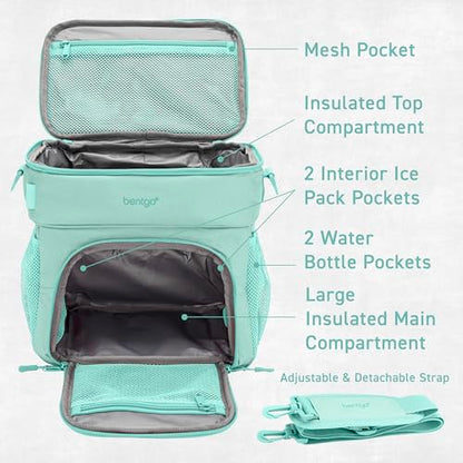 Bentgo Prep Deluxe Insulated Multimeal Bag - Lunch Box Bag, Holds 5 Meals, Premium Insulation up to 8 Hrs, Durable, Water-Resistant - Large Capacity For Adult Meal Prep (Coastal Aqua) - color: Coastal Aqua