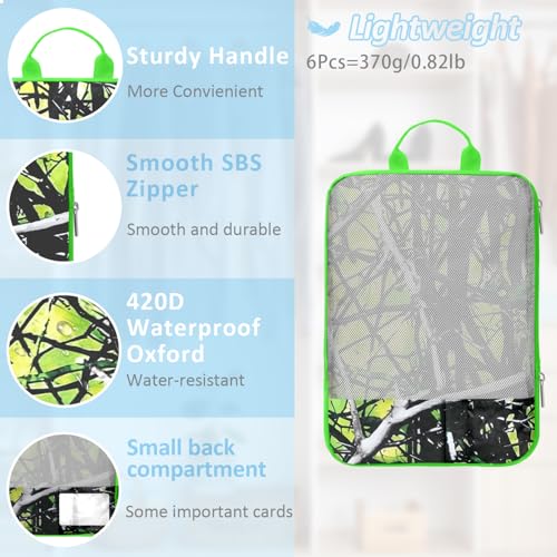 Maple Tree Compression Packing Cubes Set (7 Piece) - Toiletry Kit Water-Resistant Travel Organizer System with Mesh Panels for Vacation Essentials - color: Black-2
