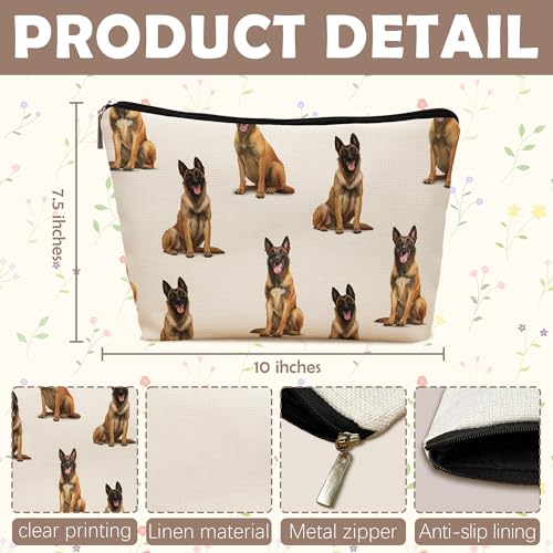 Belgian Malinois Dog Makeup Bag, Belgian Malinois Lovers Gifts Cosmetic Bag for Women, Dog Mom Lovers Owner Gifts for Women Christmas, Pet Lover Gift Zipper Travel Makeup Pouch for Purse - color: belgian malinois