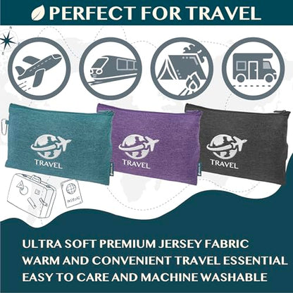 PAVILIA Travel Blanket Airplane Compact with Bag, Small Travel Pillow Blanket for Long Flights, Lightweight Plane Blanket with Luggage Strap, Camping Blanket for Traveler Essentials, Black, 65x40 - color: Black