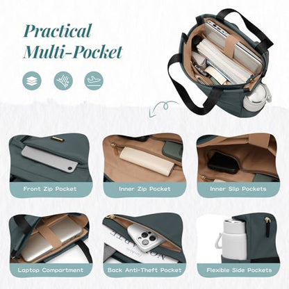 GOLF SUPAGS Convertible Laptop Backpack for Women Casual Daypack Notebook Tote Bag for Work College Travel Leisure (Atrovirens) - color: Atrovirens-n