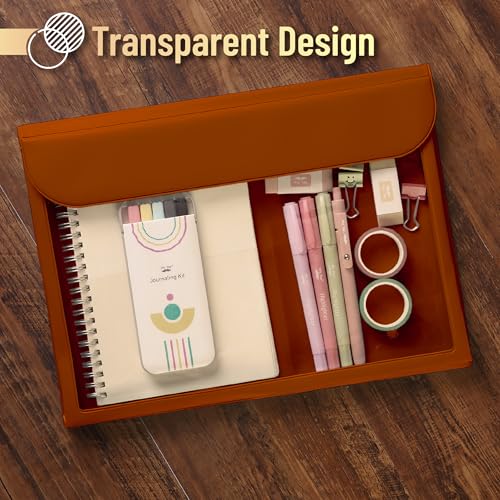 Mr. Pen- File Folder, Brown, Letter Size, Clear Plastic Folders for Documents - color: Brown