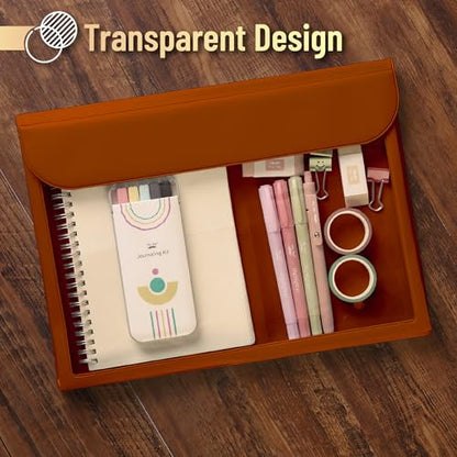 Mr. Pen- File Folder, Brown, Letter Size, Clear Plastic Folders for Documents - color: Brown