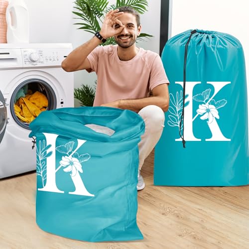 Sylfairy 2 Pack Extra Large Travel Laundry Bag, Dirty Clothes Organizer with Drawstring,Heavy Duty Travel Laundry Bags - color: Letter K
