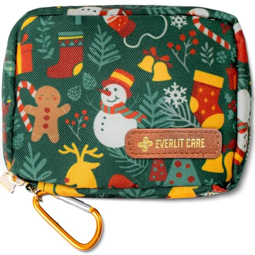 EVERLIT Mini Rescue Pack | 105 Medical Essentials Organized in Portable Storage Bag | Pocket Size Kids First Aid Kit with D Ring | Small Family-Friendly Travel Medical Kit (Christmas) - color: Christmas