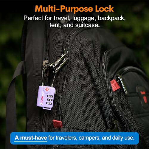 Forge TSA Approved Luggage Locks, Re-settable Combination with Alloy Body, Light Purple 2 PK, for Luggage, Suitcase, Backpack and More. - color: Purple 2 Pack