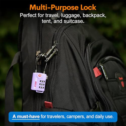 Forge TSA Approved Luggage Locks, Re-settable Combination with Alloy Body, Purple 4 Locks. - color: Purple 4 Pack