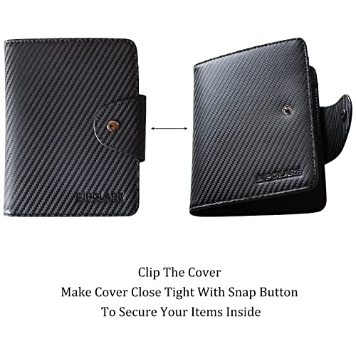 Polare Full Grain Leather Slim and Soft RFID Blocking wallet For Men Snap Bifold Travel Wallet Passport Holders 2 Passports (Carbon Black) - color: Carbon Black