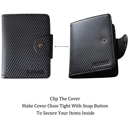 Polare Full Grain Leather Slim and Soft RFID Blocking wallet For Men Snap Bifold Travel Wallet Passport Holders 2 Passports (Carbon Black) - color: Carbon Black