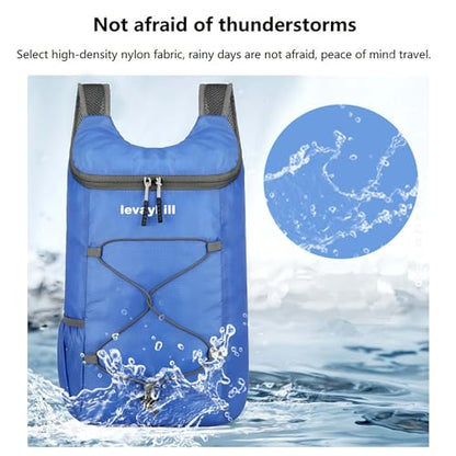 levayhill 16L Foldable Hiking Backpack,Small Packable Daypack, Royal Blue | Lightweight ,Outdoor Collapsible Rucksack,Ultralight Folding Back Pack, Water Repellent, Men Women Travel Gym, Easy Carry-on - color: Royal Blue