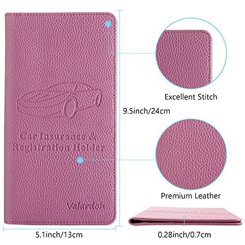 Valardoh Premium Car Registration and Insurance Card Holder, Car Document Holder for Cards, Driver License & other Essential Documents (Purple) - color: Purple
