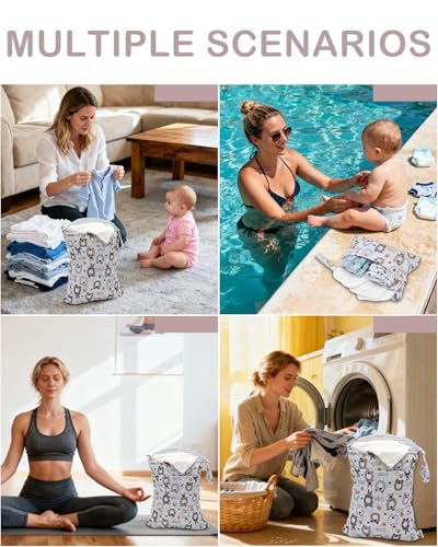 ALVA ALVABABY 3pcs Cloth Diaper Wet Dry Bags Waterproof Reusable with Two Zippered Pockets Travel Beach Pool Daycare Soiled Baby Items Yoga Gym Bag for Swimsuits or Wet Clothes 3L-SML11 - color: Toy bear