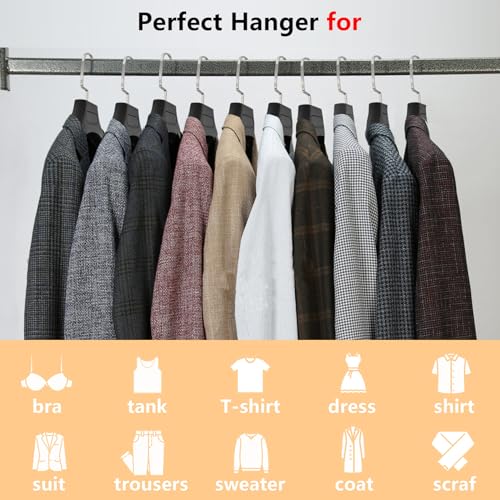 Plastic Extra Wide Suit Hangers, Pack of 15, Width: 17.7",Notched Shoulders & Metal Hooks, Black - color: Black, size: 15 Pack