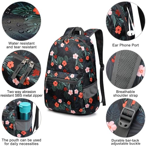 G4Free 20L Small Foldable Ultralight Waterproof Backpack for Camping Hiking Cycling Men Women - color: B-flower Black