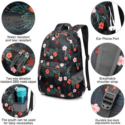 G4Free 20L Small Foldable Ultralight Waterproof Backpack for Camping Hiking Cycling Men Women - color: B-flower Black
