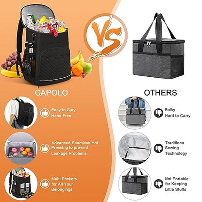 Cooler Backpack Insulated Leakproof Waterproof Backpack Cooler Bag 30/45 Cans, Large Capacity Lightweight Travel Camping Beach Backpack Cooler Ice Chest for Men and Women - color: black, size: 30 Cans