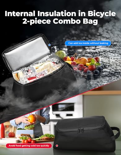 KEMIMOTO 8L Bike Bag with 6L Removable Cooler Bag, Bike Rear Rack Bag PVC Water Resistant Insulated Bag, Bicycle Trunk Pannier with Shoulder for Cycling Ebike Back Seat Storage - style: 13l