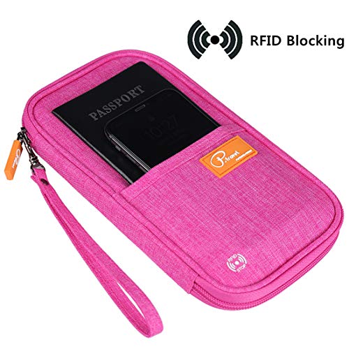 VanFn RFID Travel Passport Wallet, Family Passport Holder, Trip Document Organizer P.Travel Series (Rose Red) - color: Pure Rose Red