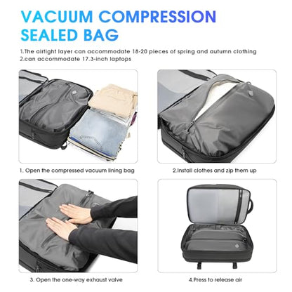 TANGCORLE Vacuum Seal Travel Backpack,Expandable Vacpack Backpack with Vacuum Compression System 50L - color: Black-c50