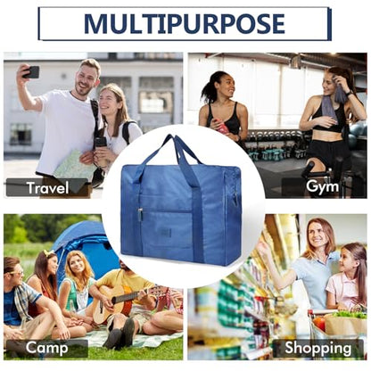 INVODA Travel Bag Lightweight Foldable Travel Duffel Bag Waterproof Sports Gym Bag Tote Carry On Luggage Bag Weekender Overnight Bag (Green+Blue) - color: Green+Blue