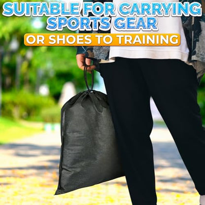 10 Pack Travel Shoe Backpack Set – Non-Mesh Solid 11.8"x15.75" Waterproof Drawstring Shoe Bags for Travel, Clothes, or Wet Gear – Lightweight Storage Organizer and Packing Essential for Women & Men - style: 10Pcs, Full Black, M Size