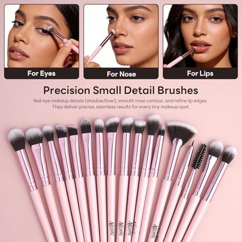 25PCS Makeup Brushes Set with Travel Case, Professional Makeup Brush Kit for Foundation, Concealer, Powder, Eyeshadow & Blush, Essential Cosmetic Tools, Portable Travel Gift Set (Pink) - color: 25 PCS-Pink