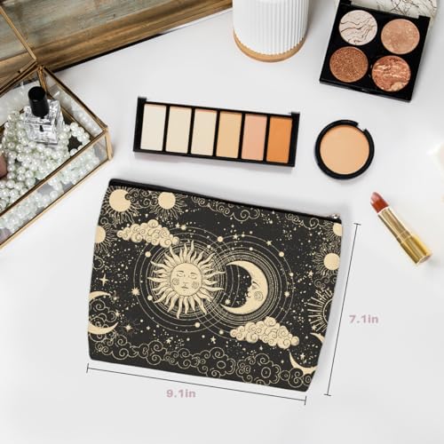 Hippie Gifts Hippie Hippy Makeup Bag Boho Gifts for Women Teen Girls Best Friend Mom Bestie Sister BFF Birthday Graduation Mothers Day Sun and Moon Cosmetic Bag Mystical Astrology Travel Pouch - color: Multicolor 0869