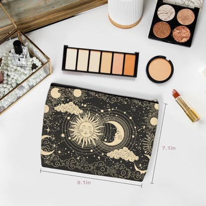 Hippie Gifts Hippie Hippy Makeup Bag Boho Gifts for Women Teen Girls Best Friend Mom Bestie Sister BFF Birthday Graduation Mothers Day Sun and Moon Cosmetic Bag Mystical Astrology Travel Pouch - color: Multicolor 0869