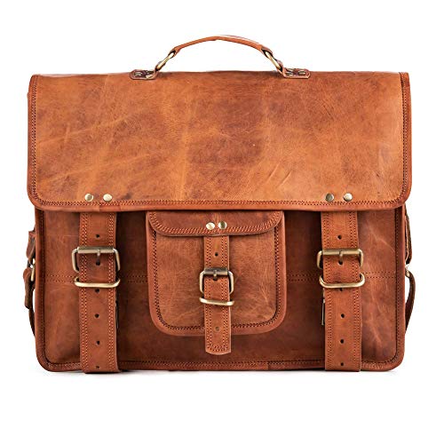 BERLINER BAGS Vintage Genuine Leather Messenger Bag Berlin XL, Laptop Bag, Work Bag, Briefcase for Men and Women, Gift for Dad - Brown - color: Brown XL